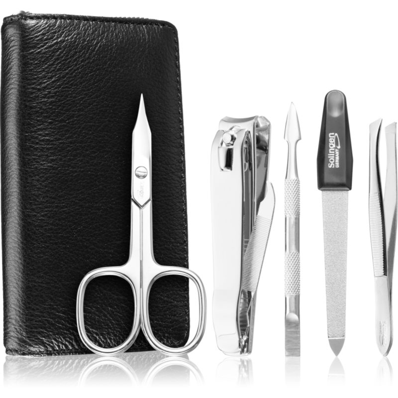 DuKaS Czarny zestaw do manicure dla mężczyzn Zipper 6 częściowa linia premium