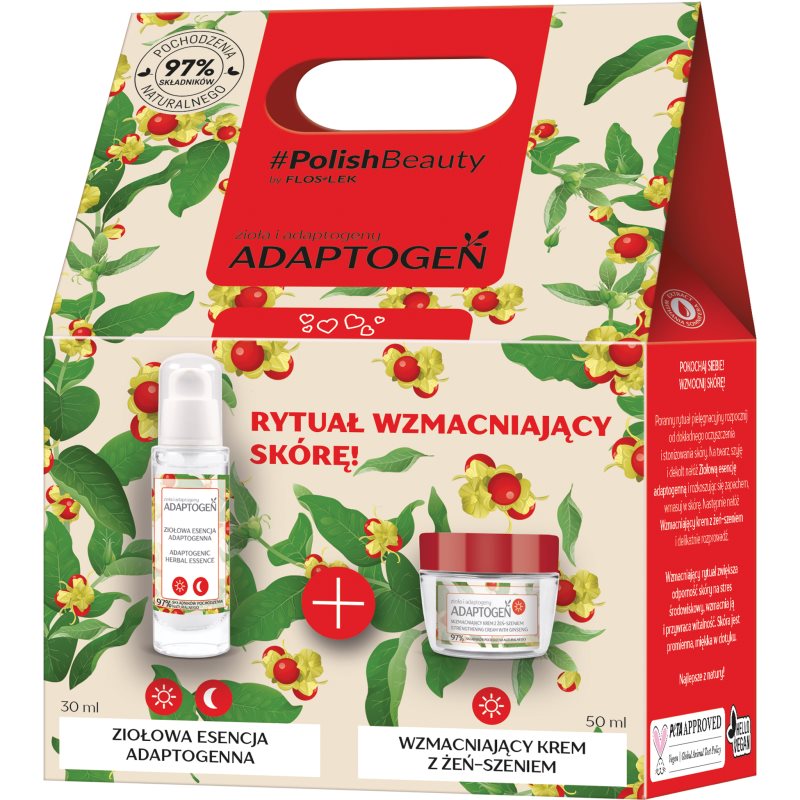 Floslek Floslek XMASS - Zestaw Adaptogen (Krem z żeń-szeniem 50ml + Ziołowa esencja 30ml)
