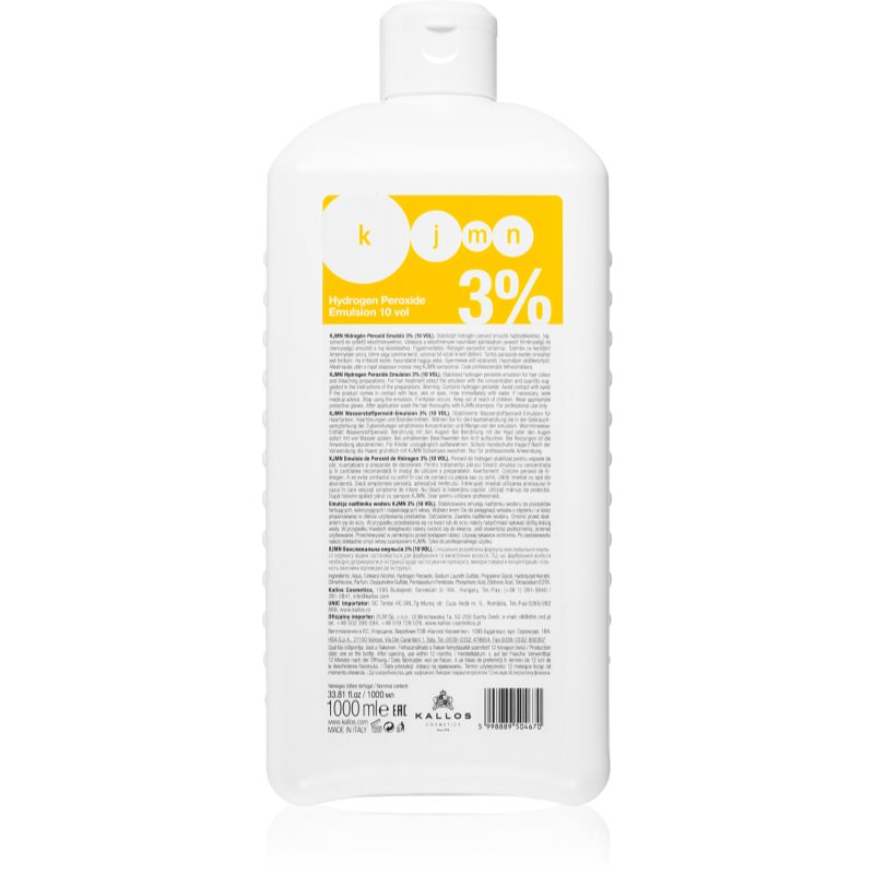 Kallos Cosmetics Utleniacz do włosów 3% - Cosmetics Hydrogen Peroxide Emulsion Utleniacz do włosów 3% - Cosmetics Hydrogen Peroxide Emulsion