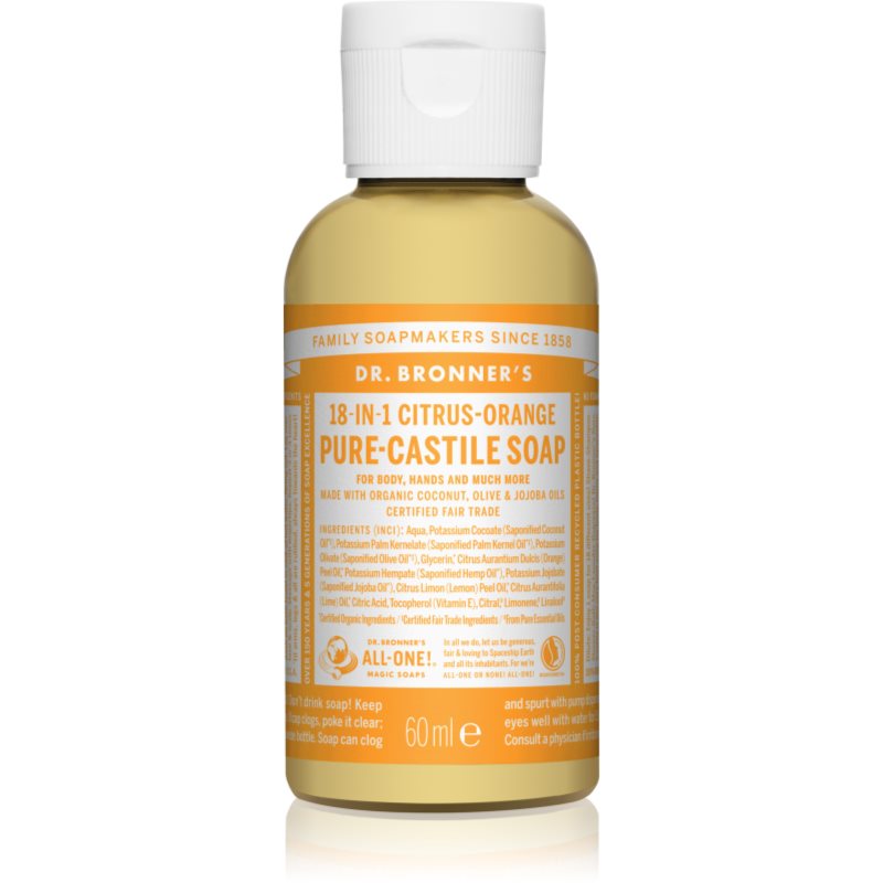 Dr. Bronner’s Citrus & Orange uniwersalne mydło w płynie 60 ml