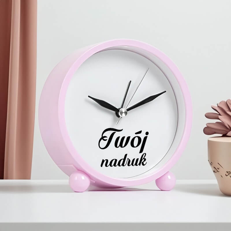 Różowy budzik z Twoim nadrukiem