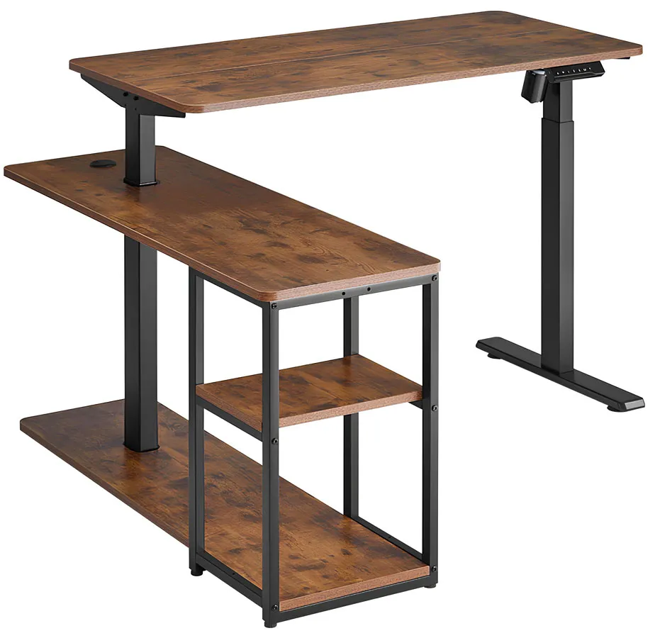 Elior Biurko regulowane narożne w kolorze rustykalny brąz W9-P05