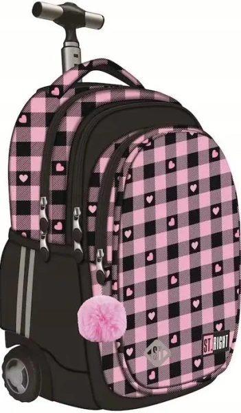 Plecak na kółkach 4 komorowy TB1 Pink Checkered - ST-MAJEWSKI