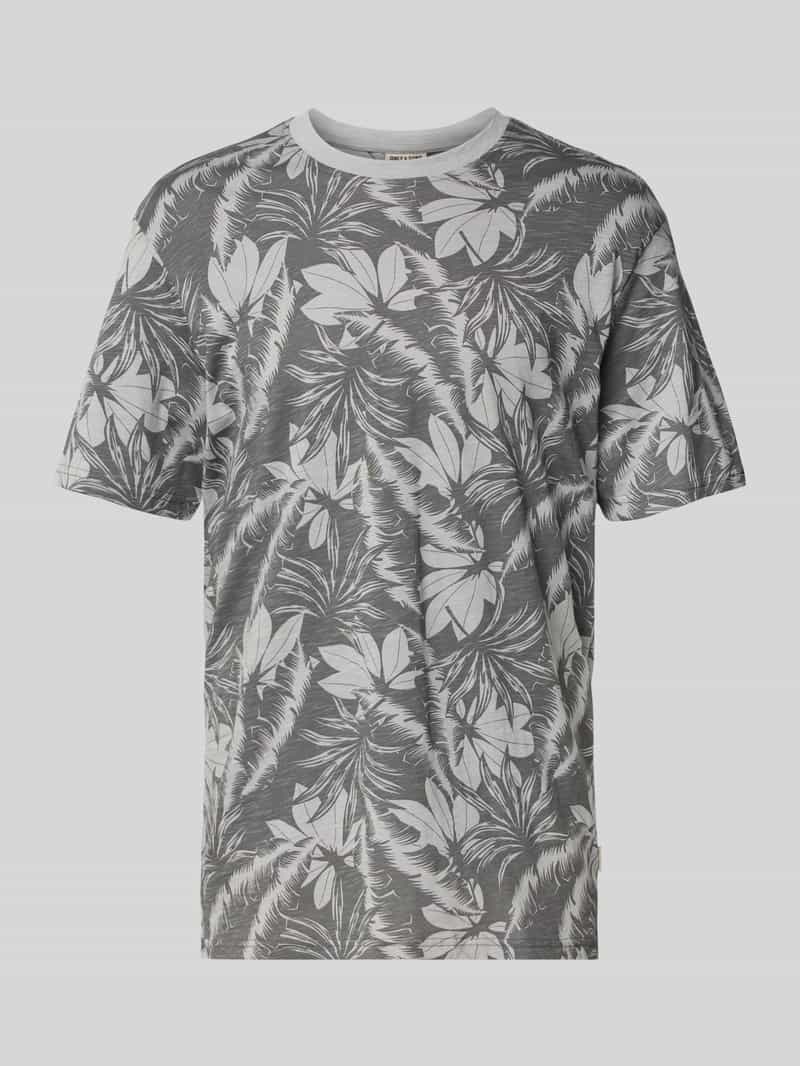 T-shirt z prążkowanym, okrągłym dekoltem model ‘PERRY’