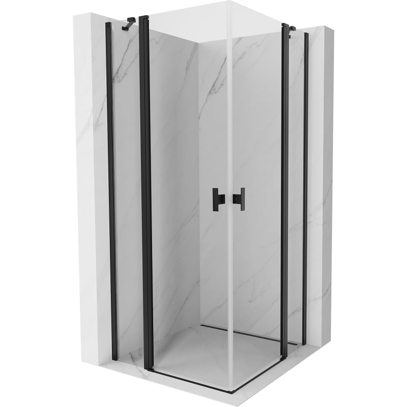 Mexen Mist Duo kabina prysznicowa uchylna 115 x 115 cm, transparent, czarna - 8A4-115-115-70-00