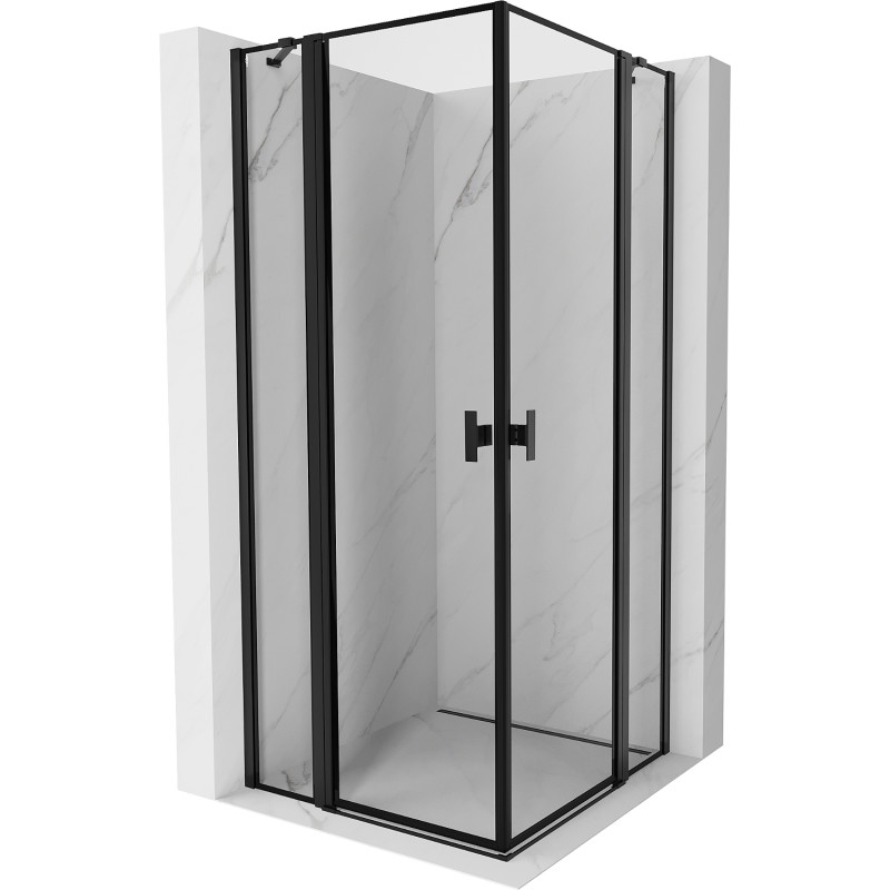 Mexen Mist Duo kabina prysznicowa uchylna 80 x 80 cm, czarna ramka, czarna - 8A4-080L-080P-70-70