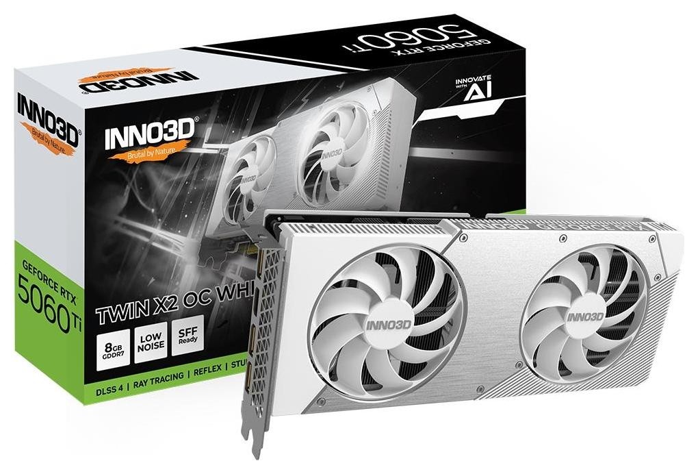 INNO3D GeForce RTX 5060 Ti Twin X2 WHITE 8GB OC DLSS 4 N506T2-08D7X-193075W