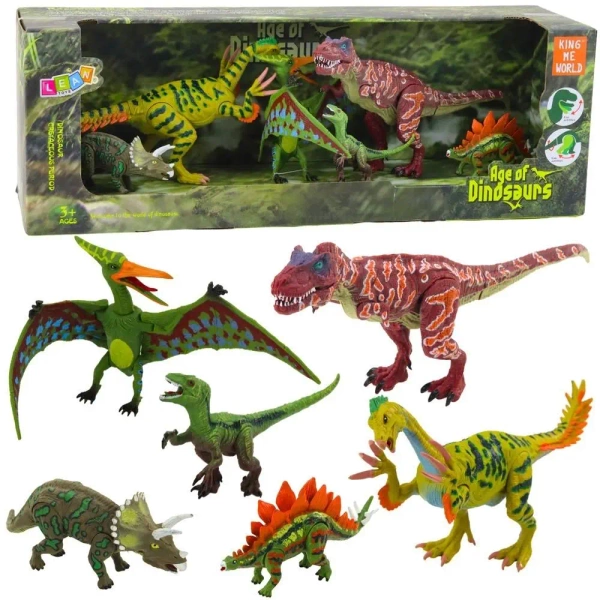 Zestaw figurek Dinozaury ruchome nogi paszcze 6szt - Leantoys