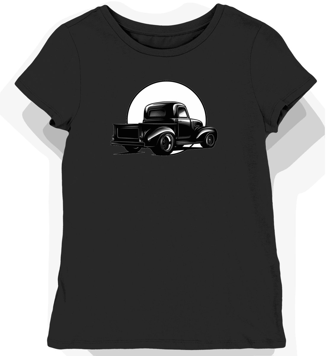Koszulka damska czarna z motywem klasycznej ciężarówki XXL