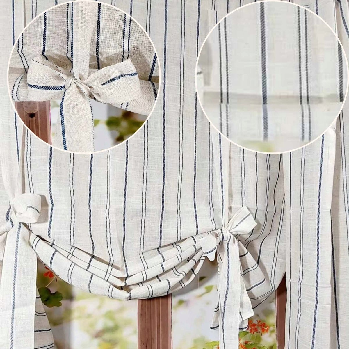 Roleta lniana w prążki panel boho do kuchni do pokoju 140/100cm