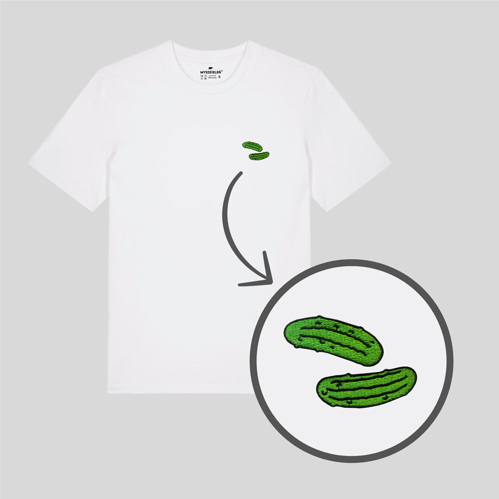 Haftowany T-shirt - OGÓRKI - biały S
