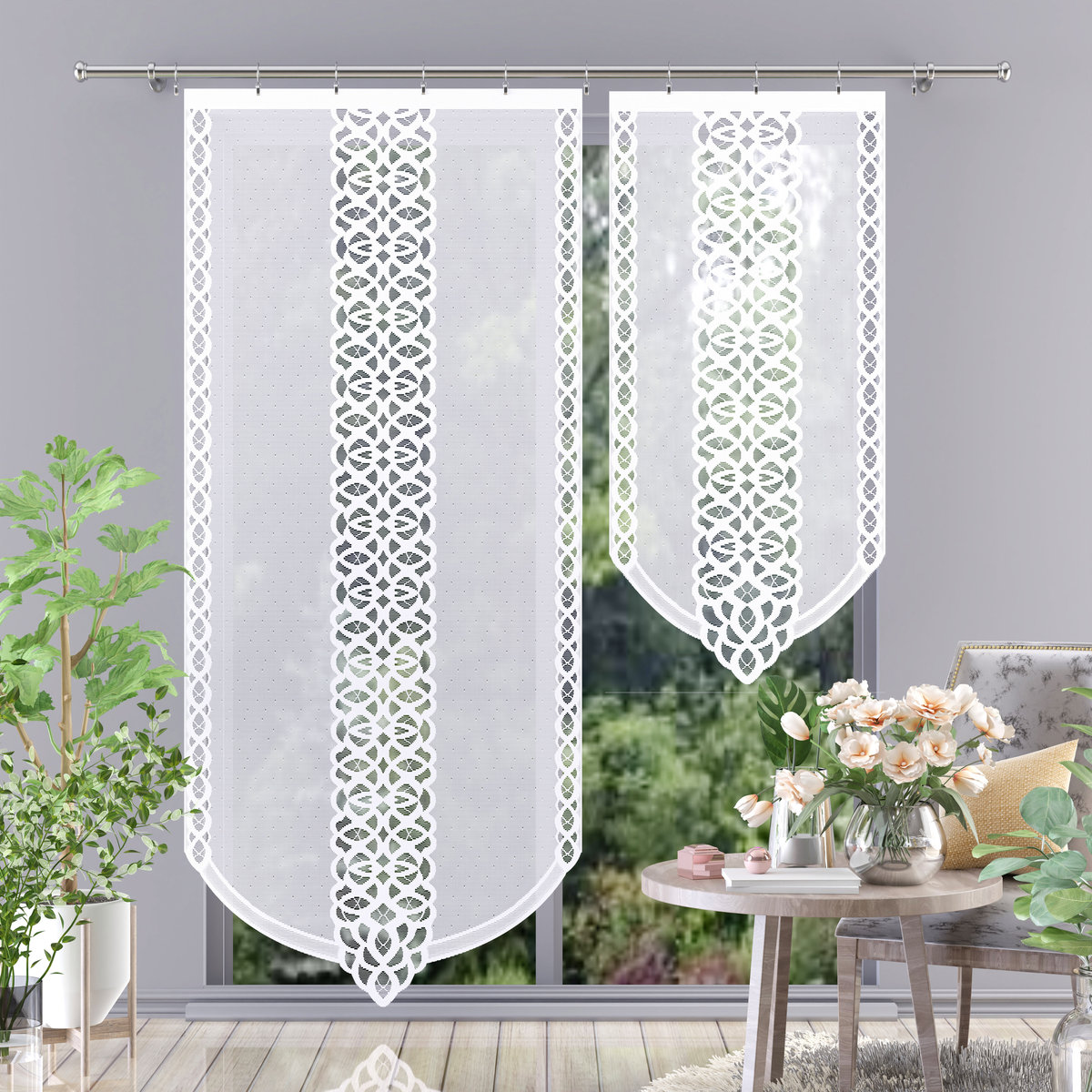 Firanka panel żakard biały gotowy 90x250cm Kira H128