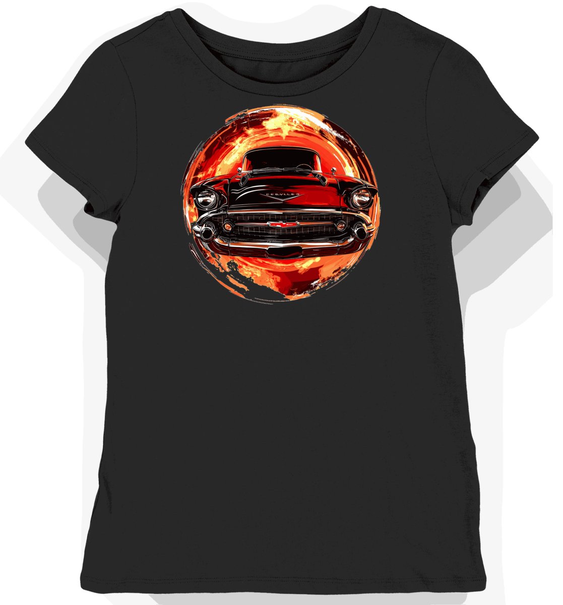 Koszulka damska czarna z nadrukiem czerwonego logo Chevy XS
