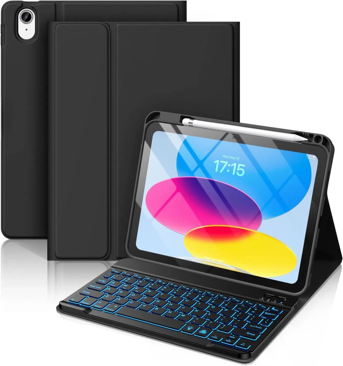 Etui z klawiaturą RGB do Apple iPad 11 202510 2022, Bluetooth, case, cover