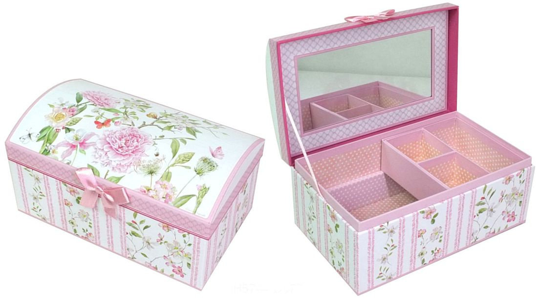 Szkatułka na biżuterię kartonowa z lusterkiem lato
