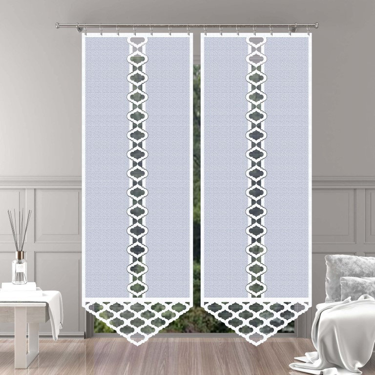 Firanka długi panel żakard biały gotowy 80x230cm G626