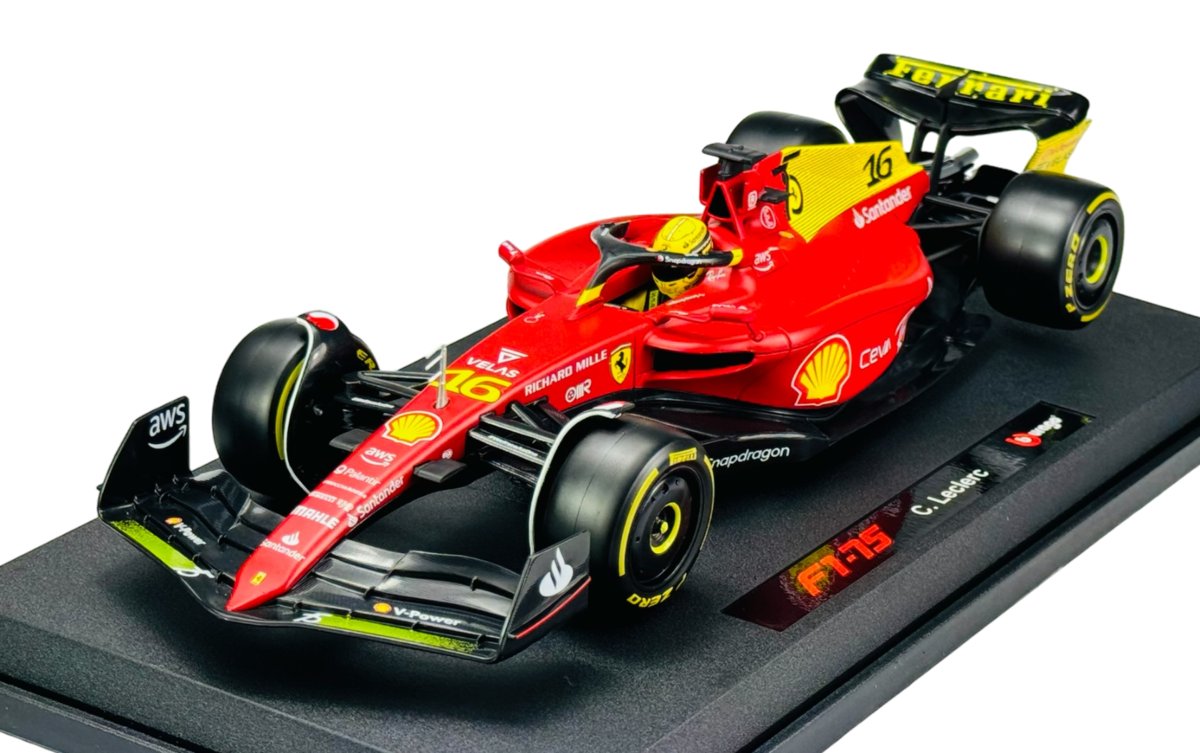 BBURAGO 2022 FERRARI RACING F1-75 #16 CHARLES LECLERC GP ITALII + GABLOTKA 1:24 26806