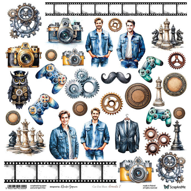 top Papier do scrapbookingu 30x30 - ScrapAndMe - Elements 7 - arkusz do wycinania