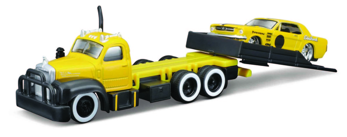 MAISTO 1965 FORD MUSTANG + 1953 MACK B-61 FLATBED 1:64 15055