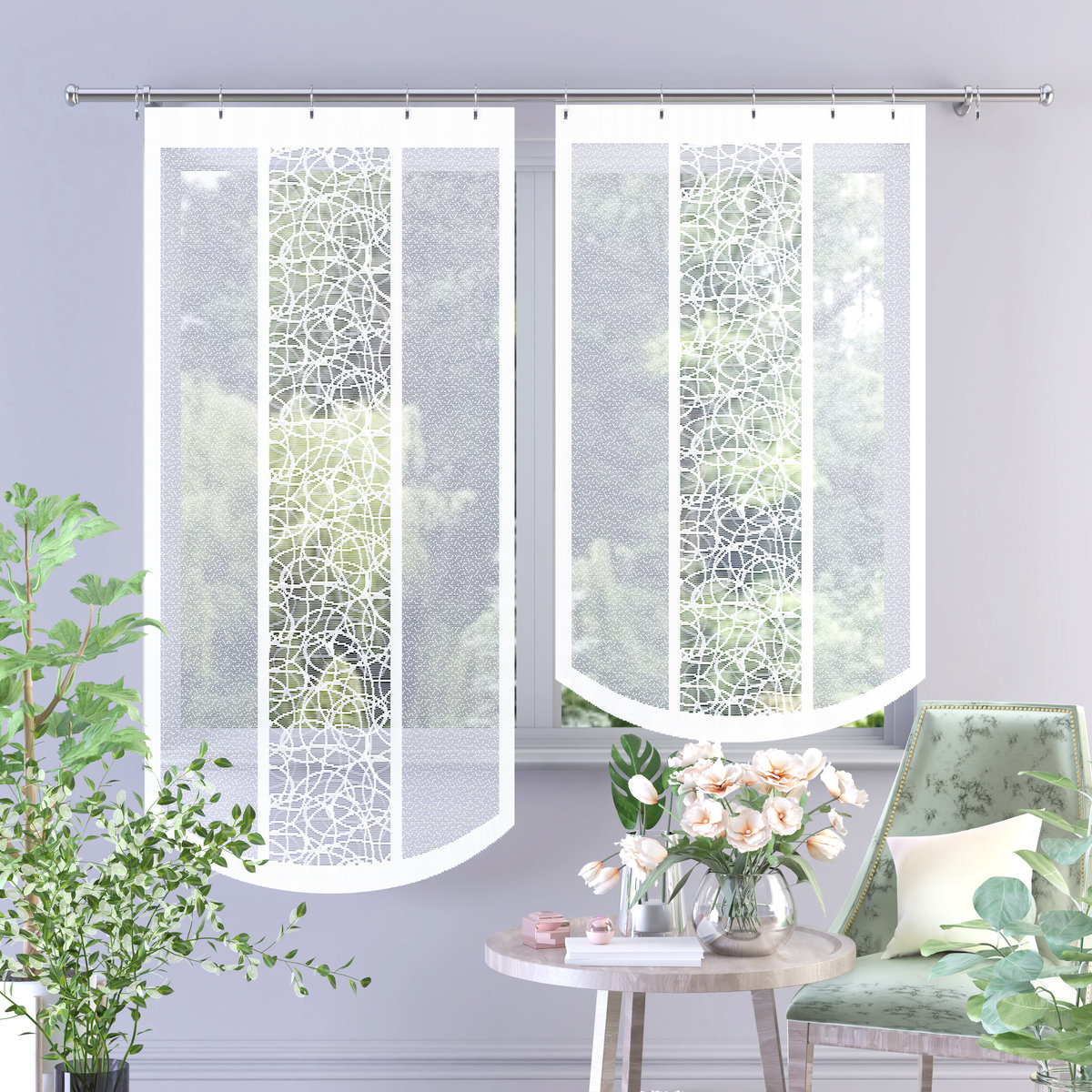 Firanka panel żakard biały gotowy 60x160cm G580