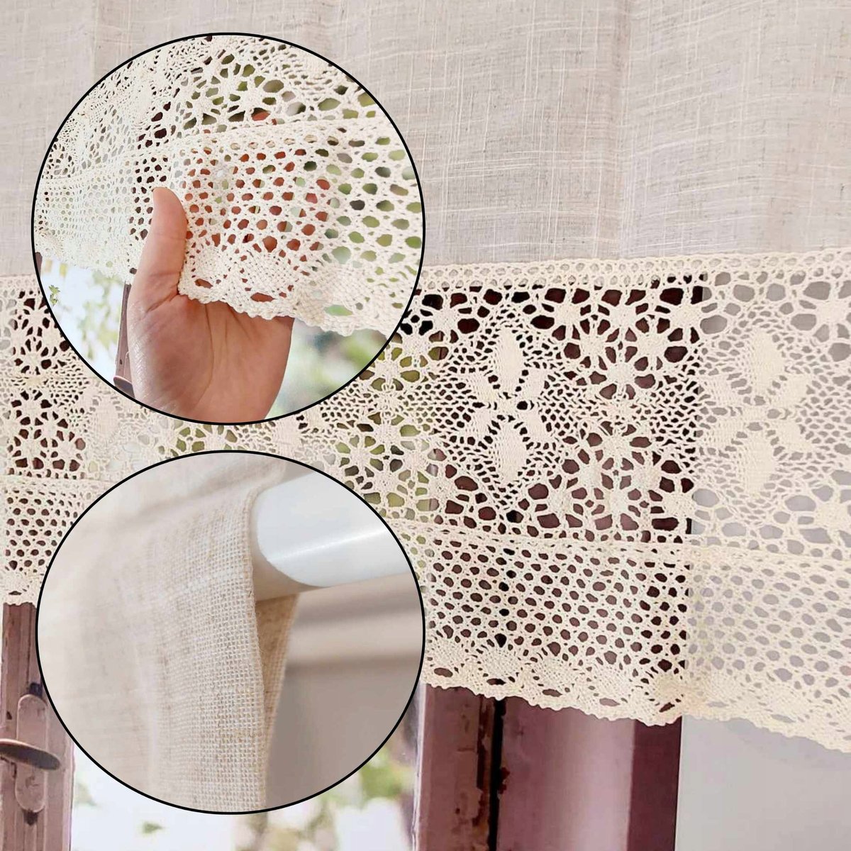 Zazdrostka firanka boho do kuchni zazdrostki z szeroką koronką 100/45cm