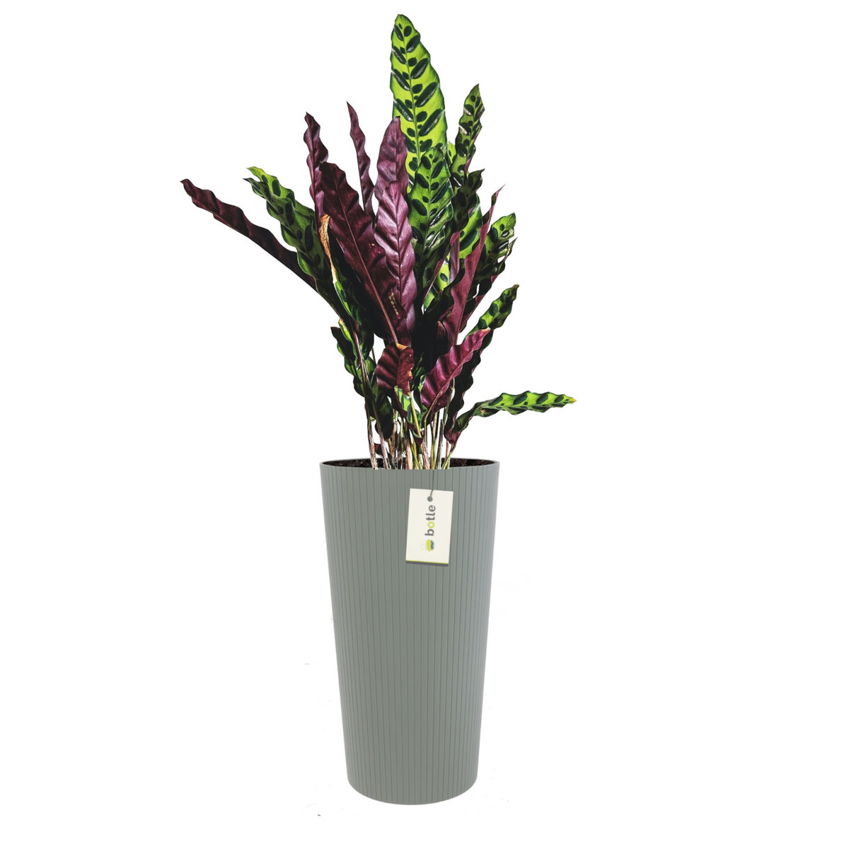 Doniczka donica okrągła Ø 30 cm H 57,5 cm Szary elegancka wysoka prążki