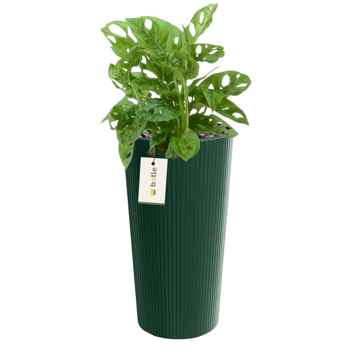 Doniczka donica okrągła Ø 20 cm H 38,5 cm Zielony elegancka wysoka prążki