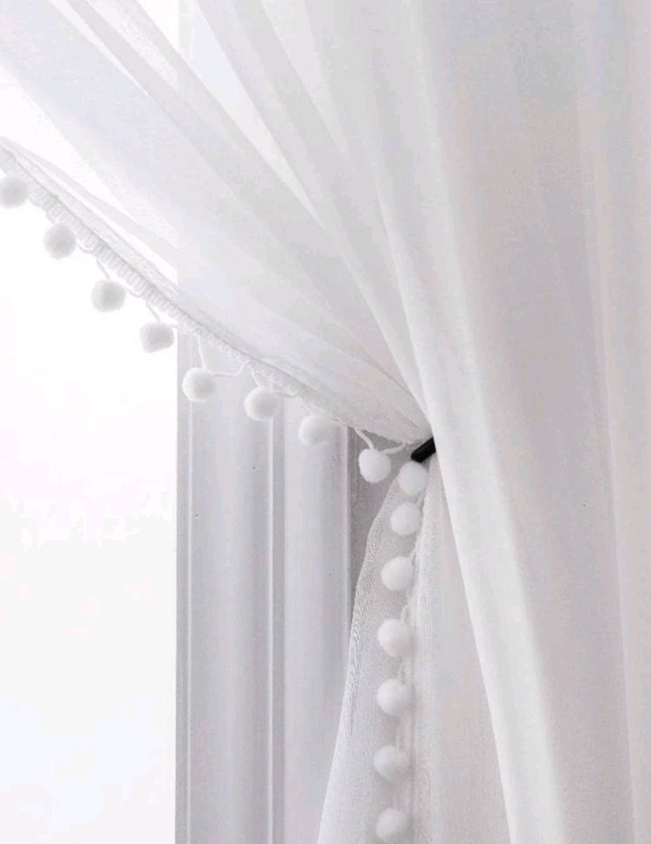 Firany gotowe boho z pomponami panel sztora 130/240cm