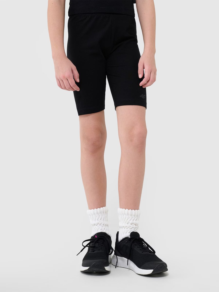 4F Legginsy kolarki dzianinowe dziewczęce 4FJWSS25TSTIF014-20S Czarny Roz. 158