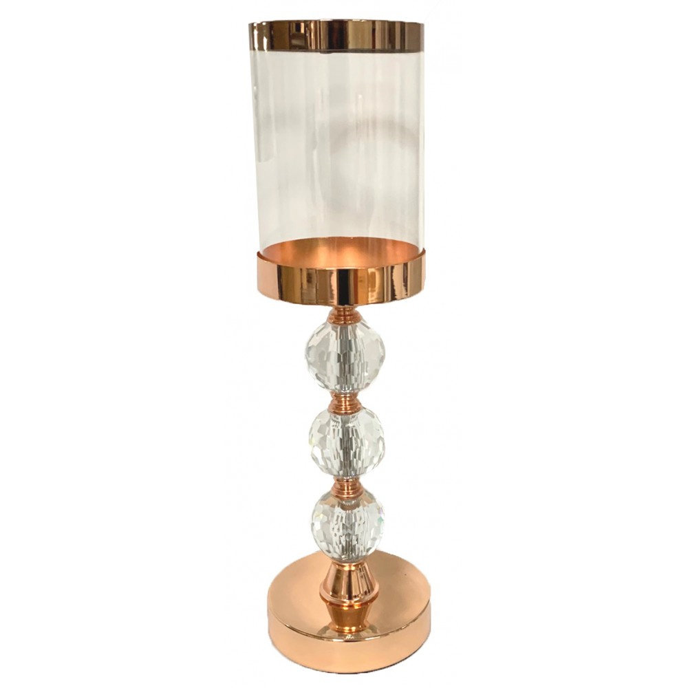 Świecznik ze szklanym kloszem złoty lampion świeca