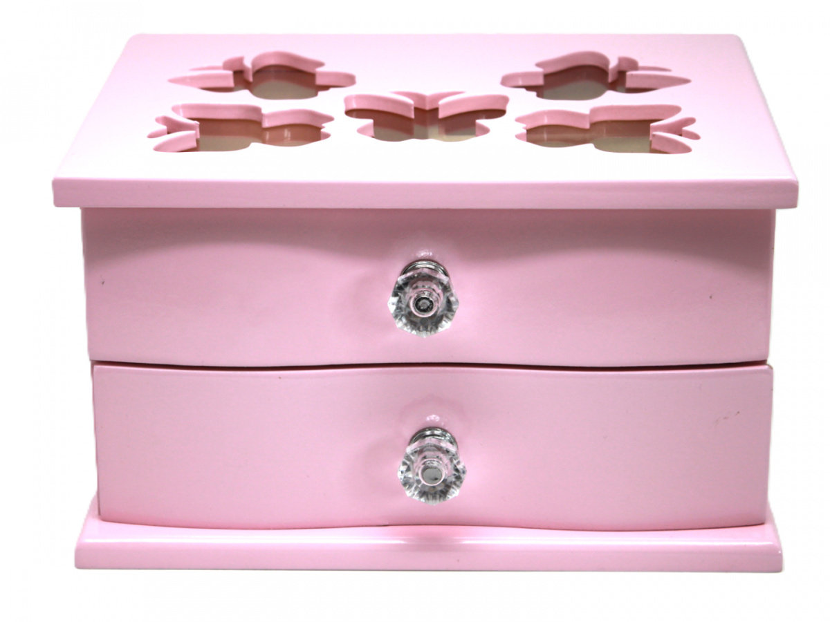 Szkatułka drewniana różowa na biżuterię organizer