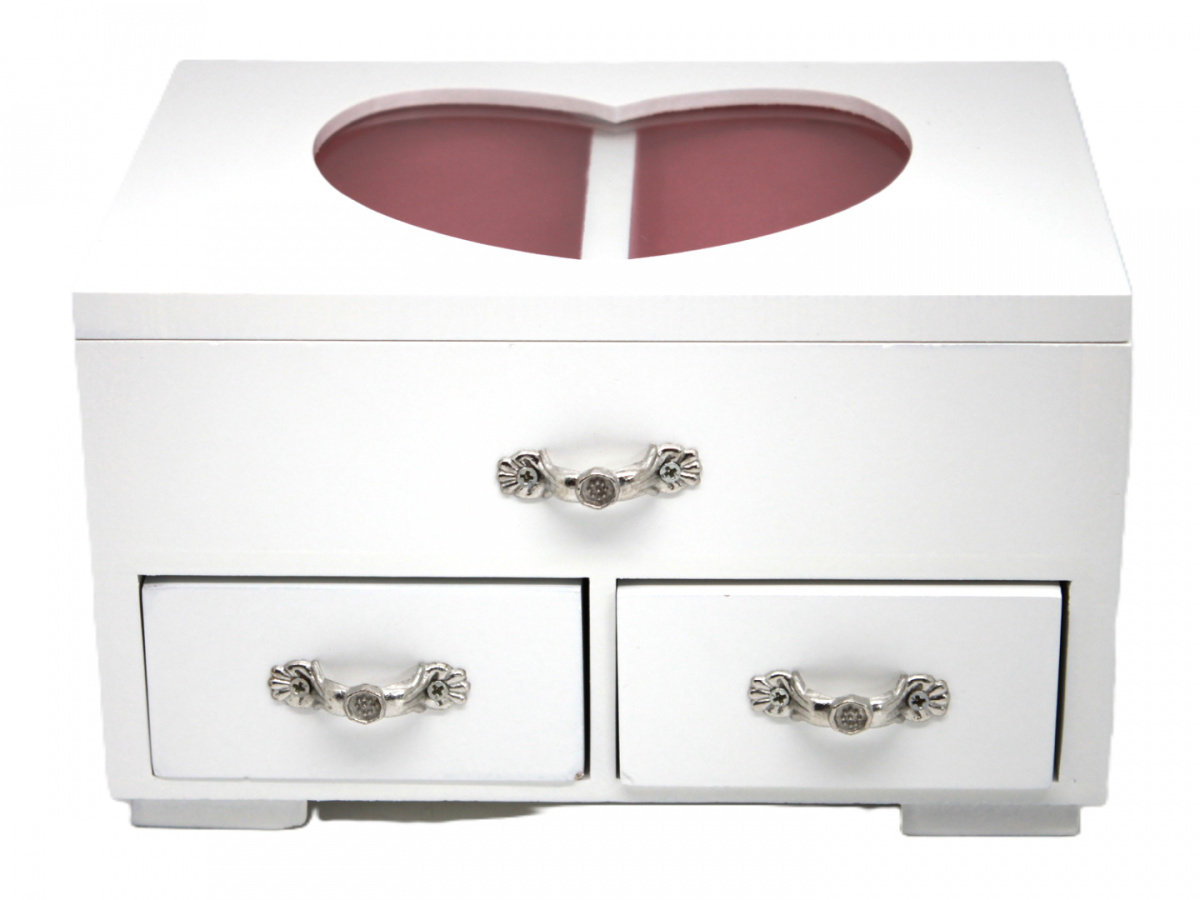 Szkatułka drewniana biała na biżuterię organizer