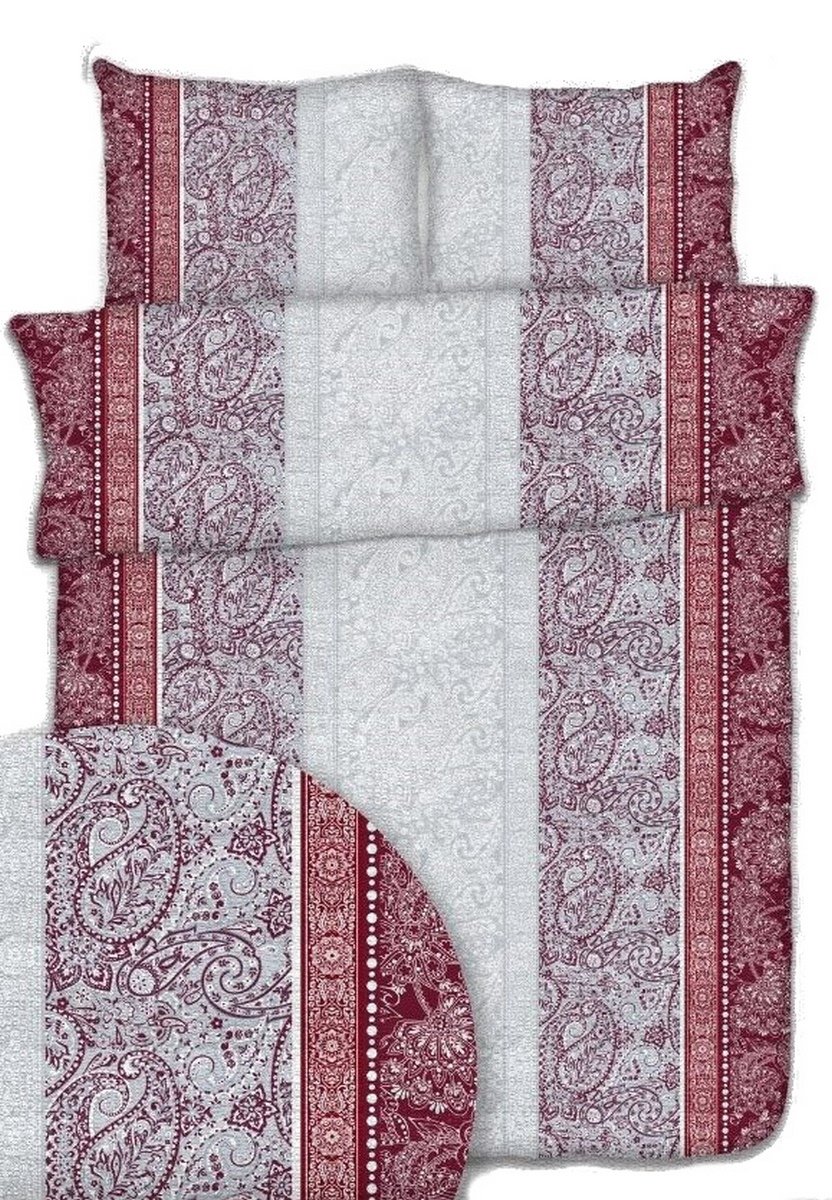 Pościel z kory 140x200 bordowa biała szara paisley ornamenty