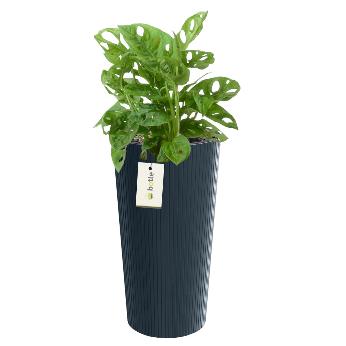 Doniczka donica okrągła Ø 20 cm H 38,5 cm Antracyt elegancka wysoka prążki