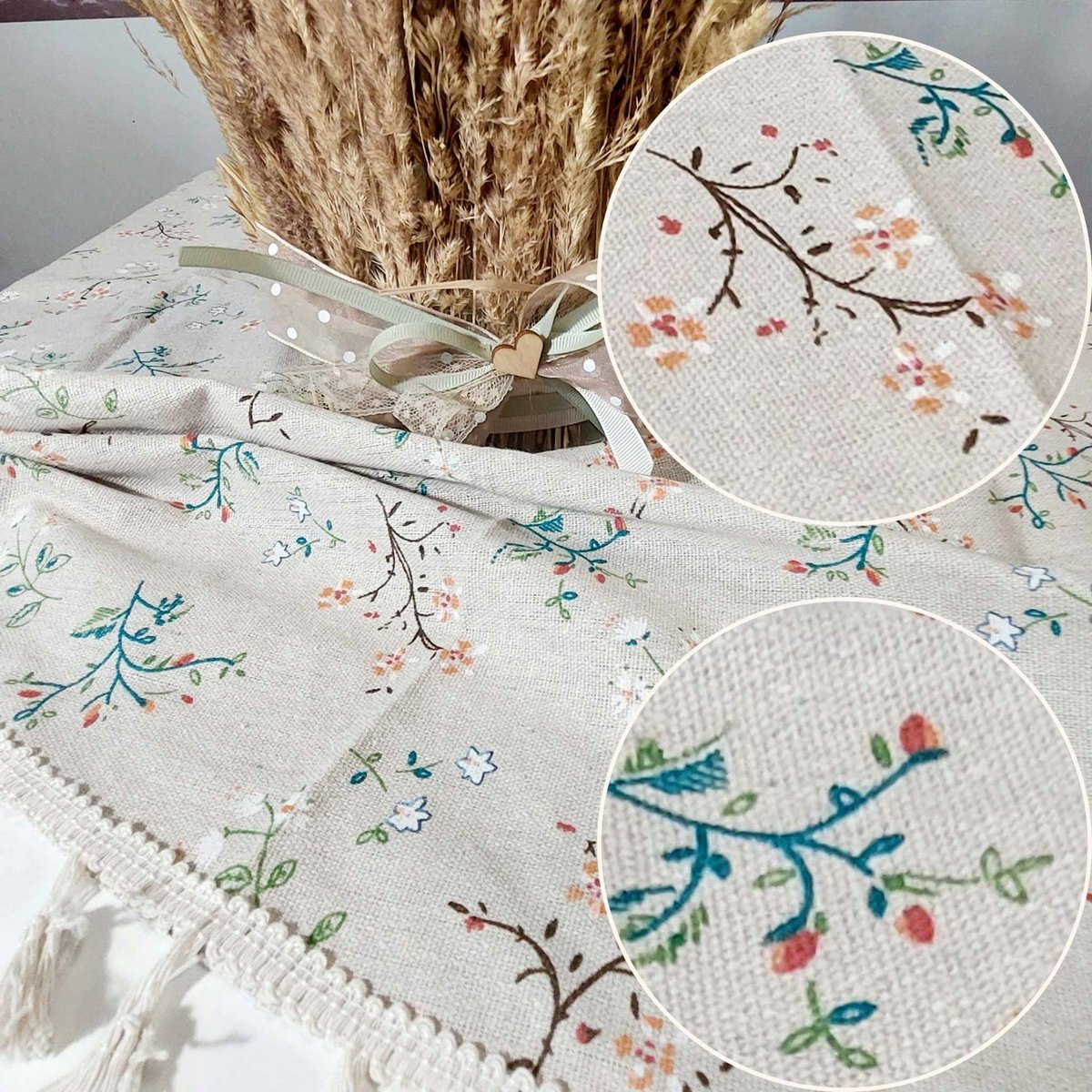 Obrus na stół do salonu do pokoju z frędzlami LEN boho loft 130/230cm