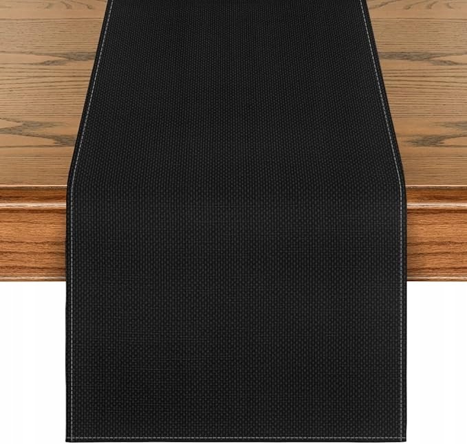OBRUS BIEŻNIK NA STÓŁ DEKORACYJNY OZDOBNY CZARNY ELEGANCKI 40 x 140 cm