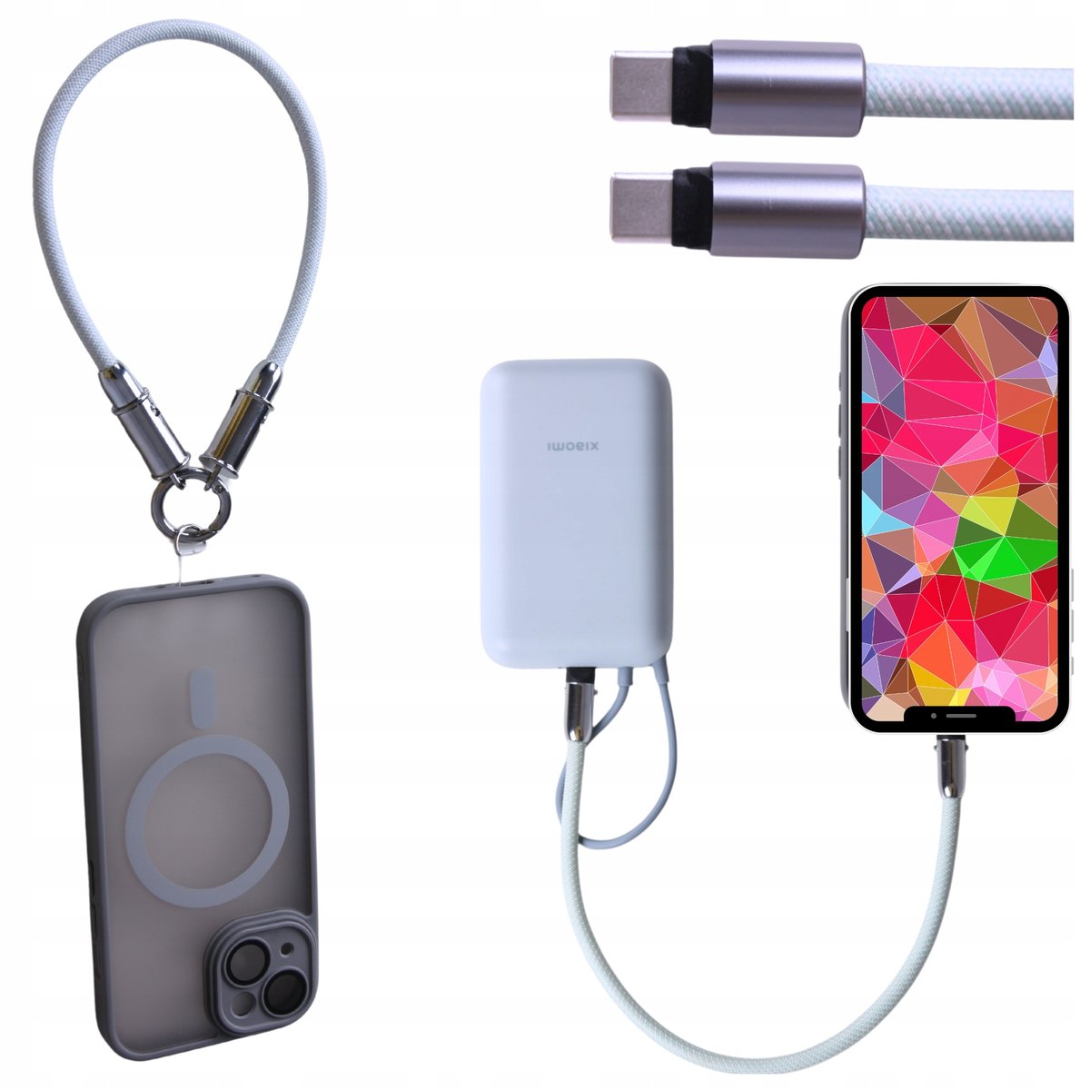 Kabel do ładowania telefonu USB C USB C do IPhone Samsung krótki szybki QC