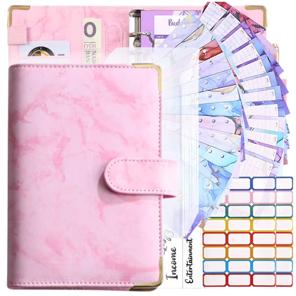 Planer budżetu oszczędnik z kieszonkami różowy