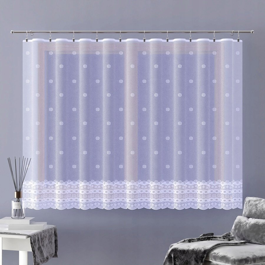 FIRANKA ŻAKARDOWA METRAŻOWA 618498/160 BIAŁA ZE WZOREM PO CAŁOŚCI