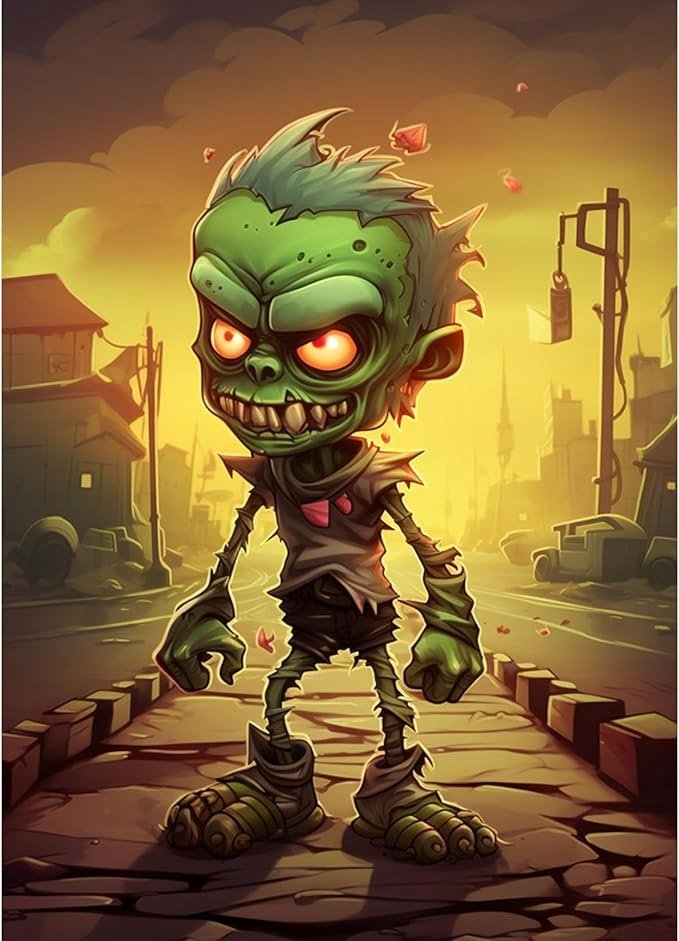 HAFT DIAMENTOWY OBRAZ DIAMOND PAINTING MOZAIKA HALLOWEEN ZOMBIE 30 x 40 cm