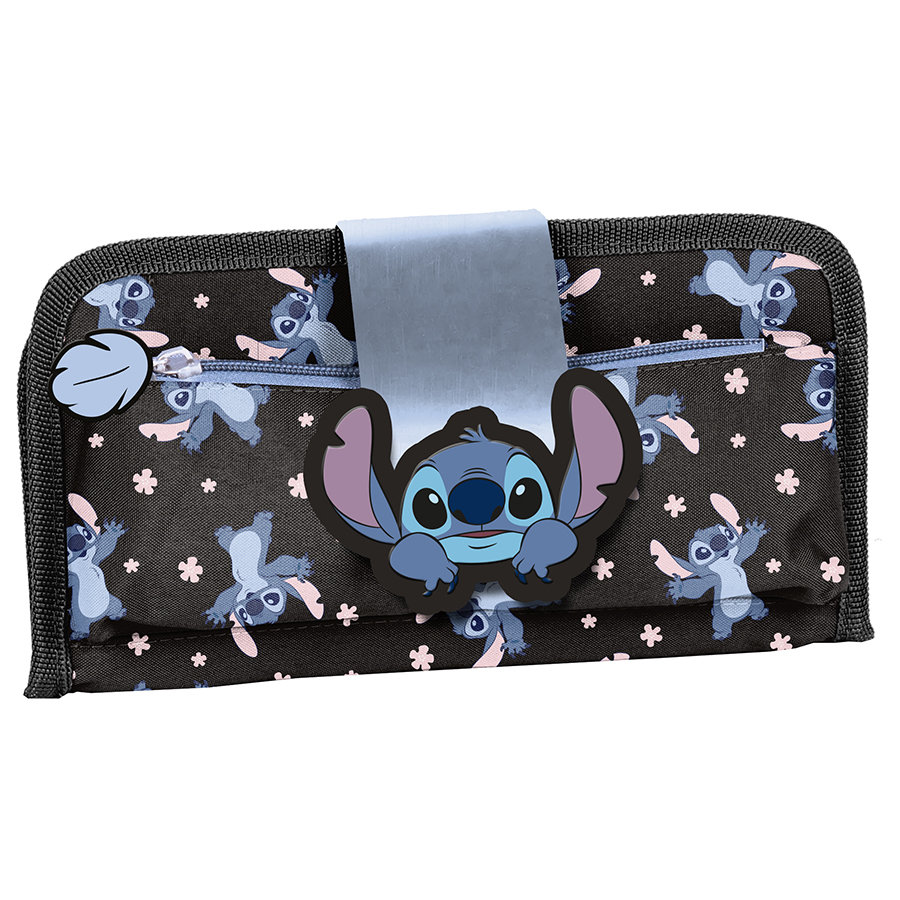 Piórnik saszetka rozkładana czarna Stitch, Paso