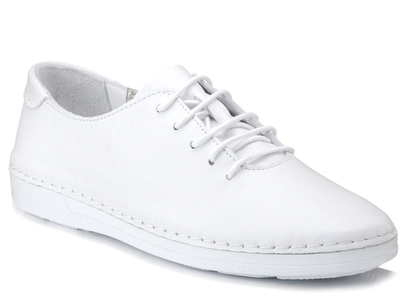 Buty damskie skórzane białe sznurowane lekkie Loretta Vitale 221-37