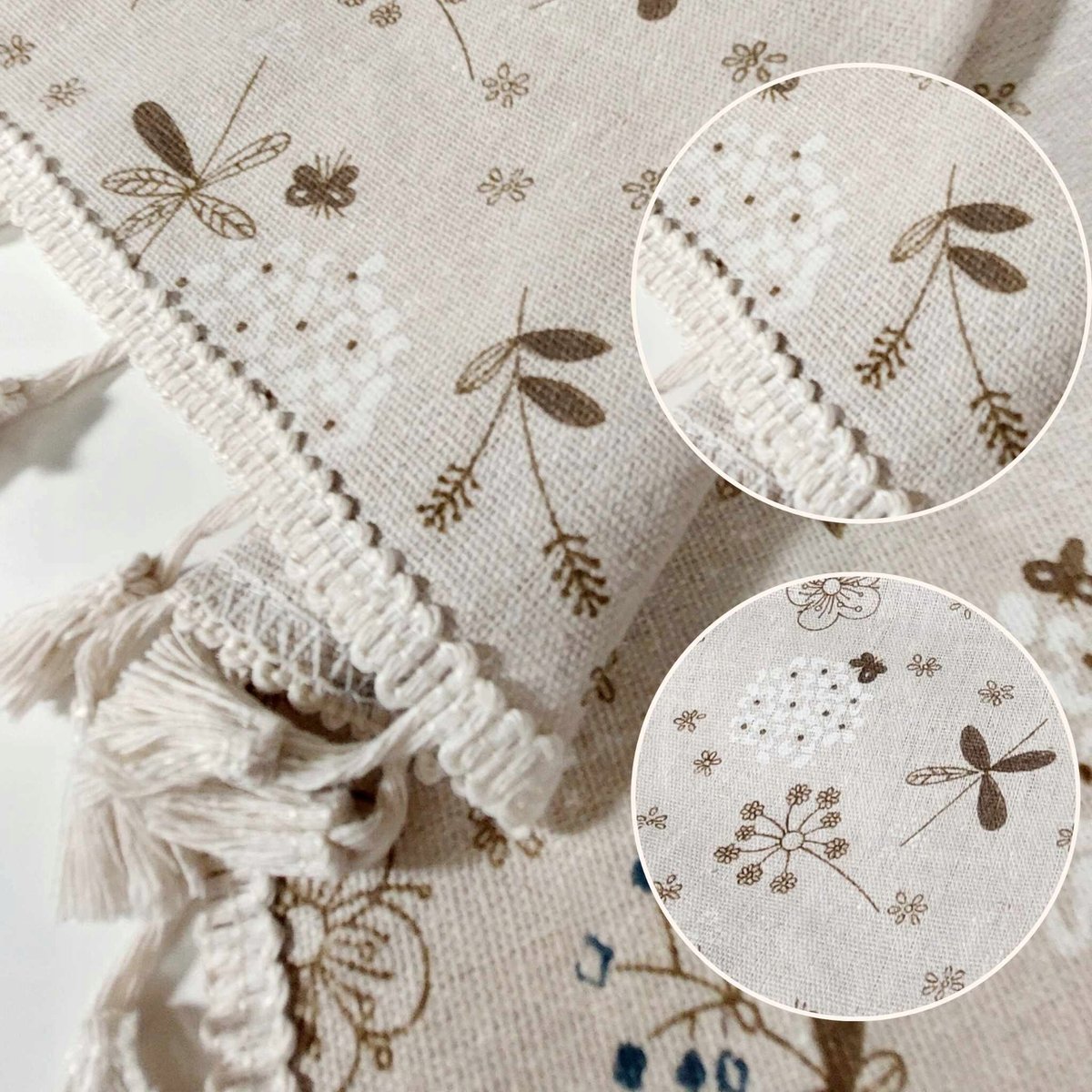 Obrus na stół do salonu do pokoju z frędzlami LEN boho loft 140/200cm