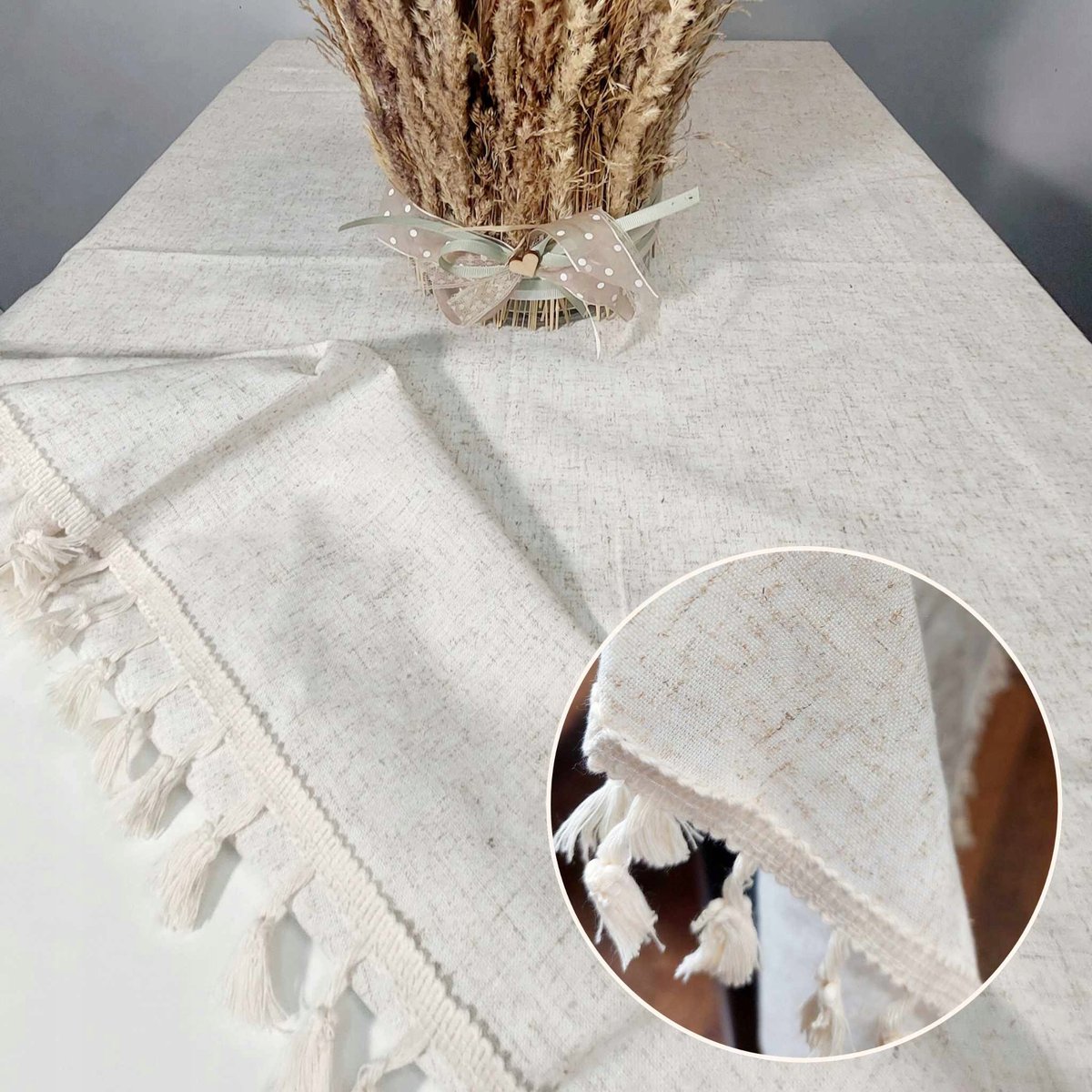 Obrus na stół do salonu do pokoju z frędzlami LEN boho loft 140/180cm