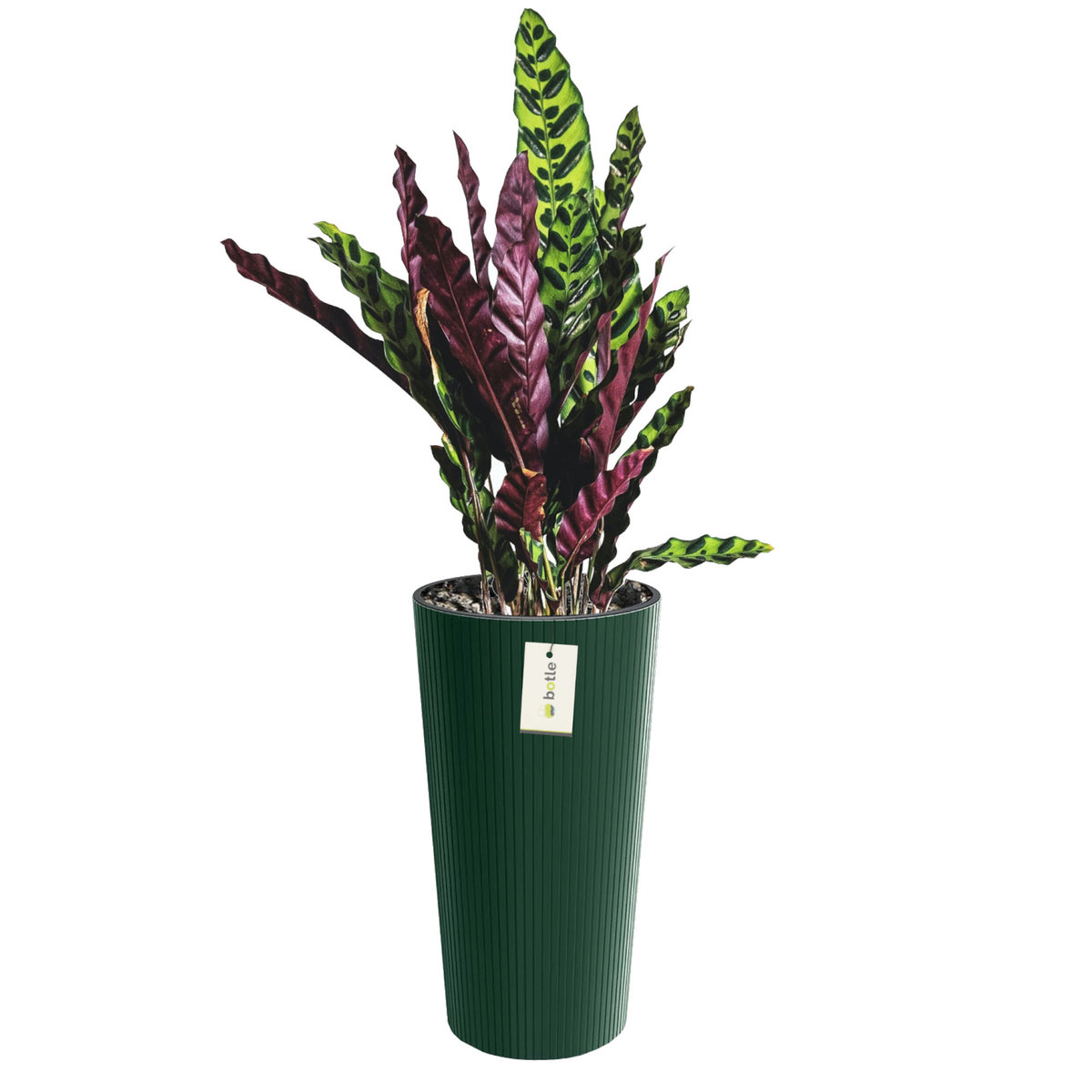 Doniczka donica okrągła Ø 30 cm H 57,5 cm Zielony elegancka wysoka prążki