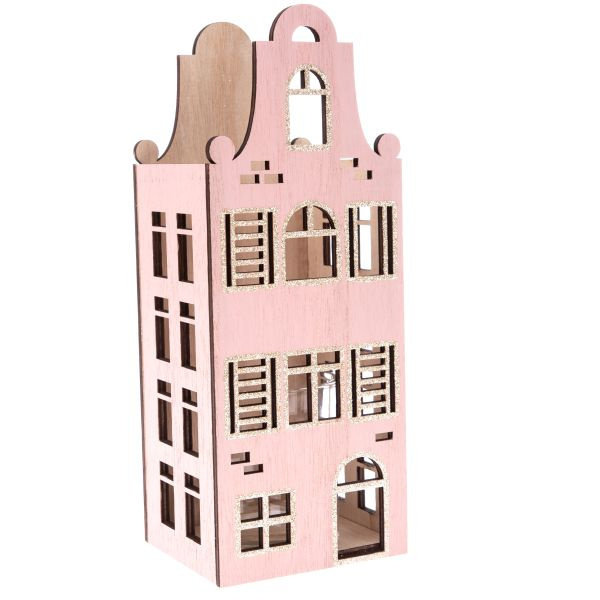 Drewniany świecznik lampion świeca róż na święta