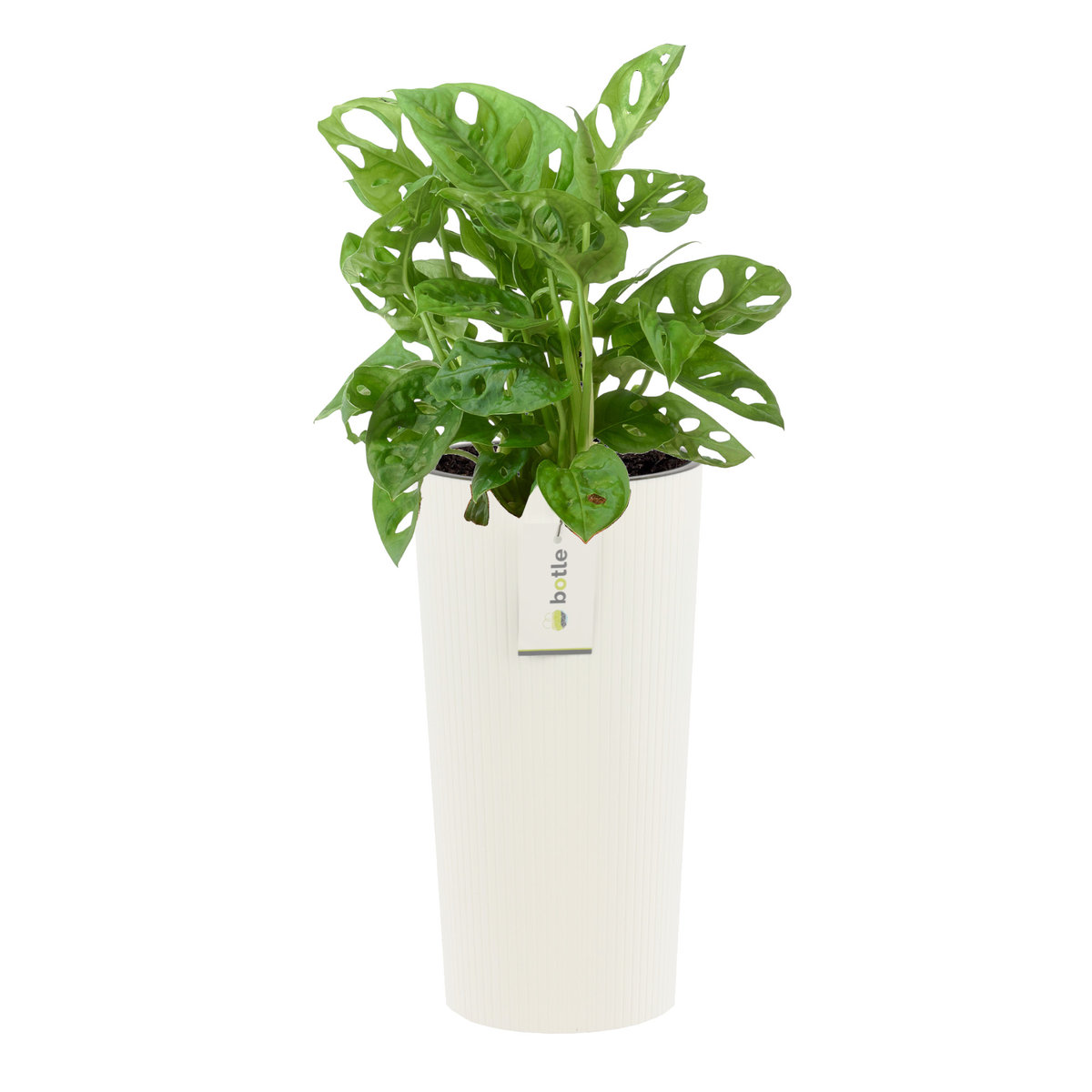 Doniczka donica okrągła Ø 20 cm H 38,5 cm Biały elegancka wysoka prążki