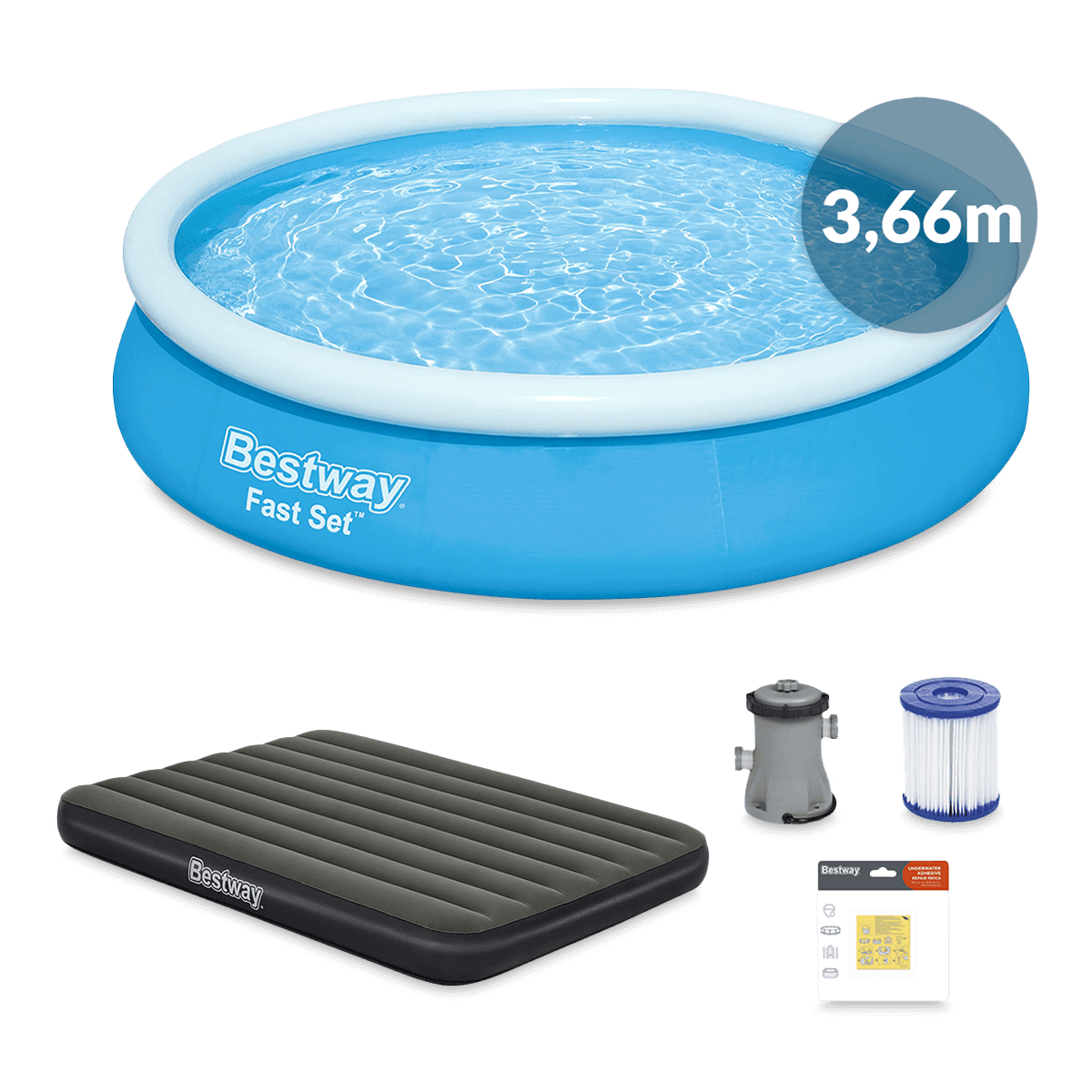 Zestaw basenowy ogrodowy AquaHaven, 5 elementów, 3.66mx76cm - BESTWAY