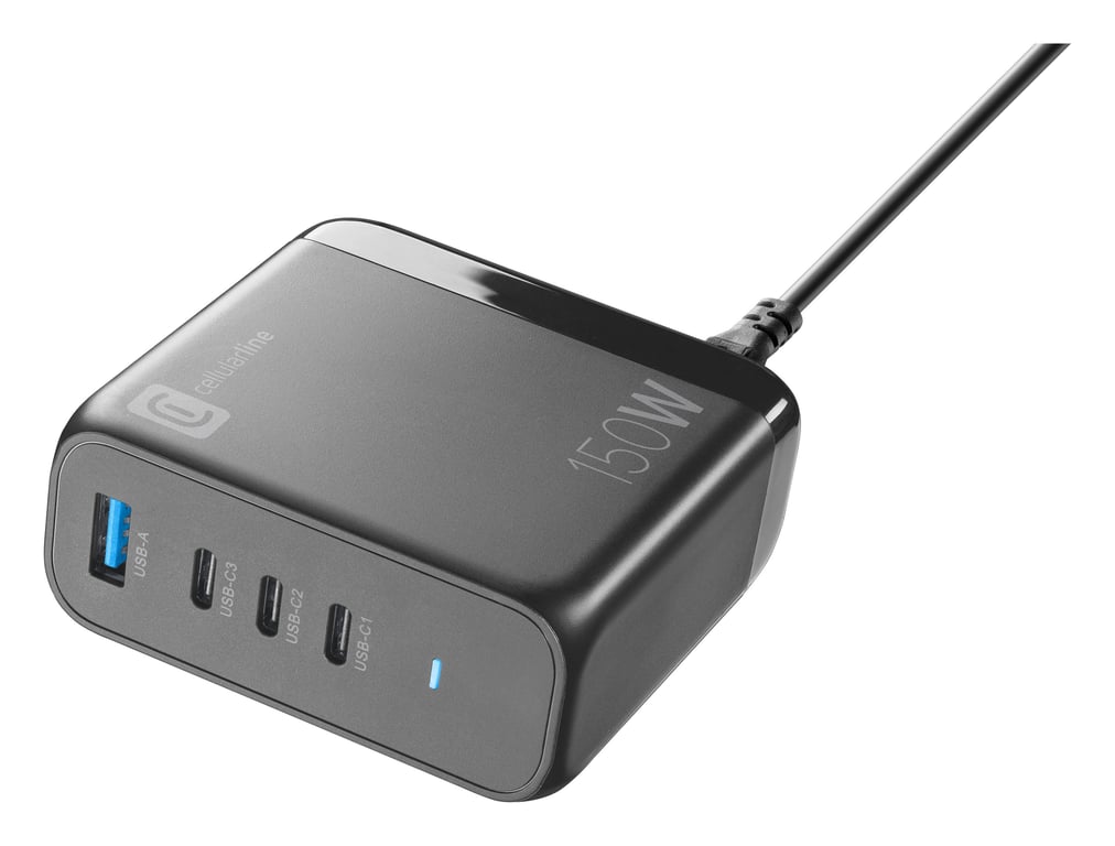 Cellularline 8018080471612 Zestaw słuchawkowy, Laptop, Smartfon, Tablet Czarny Prąd przemienny Szybkie ładowanie Wewnętrzna