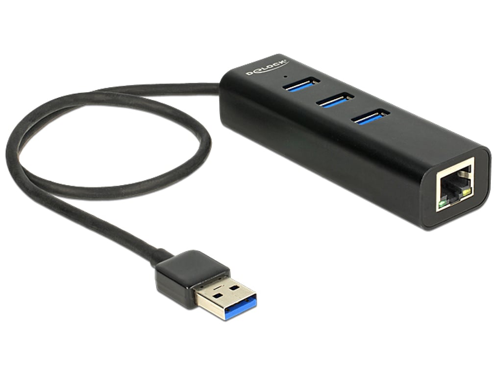 DeLOCK Koncentrator 3 porty USB 3.0 + 1 port Gigabit LAN 10/100/1000 Mbps 62653